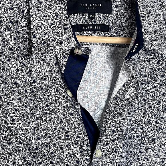 TED BAKER LONDON SLIM FIT FLORAL PRINT DRESS SHIRT SIZE 15.5 - Picture 4 of 7